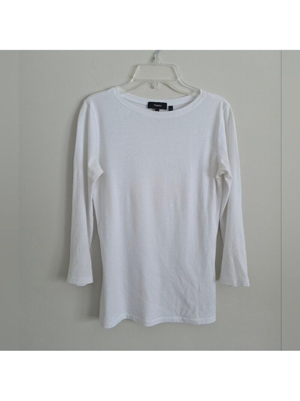 THEORY | Lareno cotton long-sleeve crewneck tee Shirt White Sz P XS